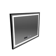 Prostokątne lustro LED, 80x60 cm, Verite Majeste Noir Motion Glow Marcello, system przeciwmgielny, zegar i termometr, ściemnialne