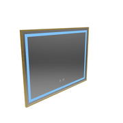Lustro Kariri Touch LED, 80x60 cm, funkcja Defro, rama szczotkowana w kolorze różowego złota