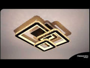 Żyrandol LED NOVA Quadria z kryształami, 3 źródła światła, RGB, z pilotem, 154 W, czarny i stal nierdzewna