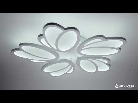 Żyrandol LED TULIPAN 73W z pilotem, 5 płatków, światło zimne/ciepłe/neutralne, ściemnialny, biały