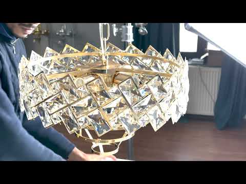 Żyrandol kryształowy WINDSOR Nobile 5xE14, średnica 40 cm, błyszczące złoto, regulowana wysokość