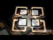 Żyrandol LED SUSAN 77W z pilotem, 4 kwadraty, światło zimne/ciepłe/neutralne, ściemnialny, biały