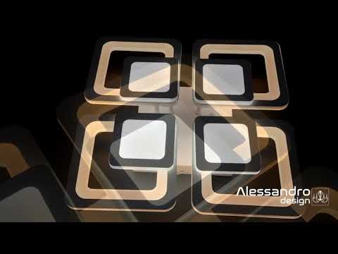 Żyrandol LED SUSAN 77W z pilotem, 4 kwadraty, światło zimne/ciepłe/neutralne, ściemnialny, biały