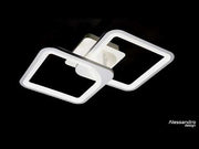 Żyrandol LED z pilotem ZOE 69W, 2 kwadraty, światło zimne/ciepłe/neutralne, ściemnialny, biały