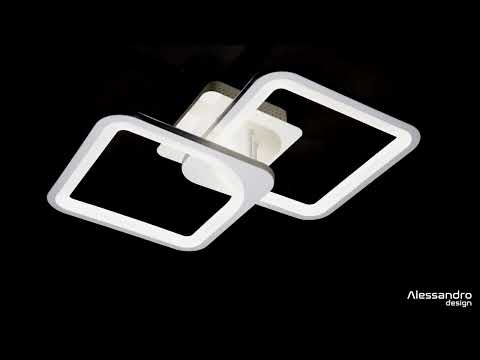 Żyrandol LED z pilotem ZOE 69W, 2 kwadraty, światło zimne/ciepłe/neutralne, ściemnialny, biały