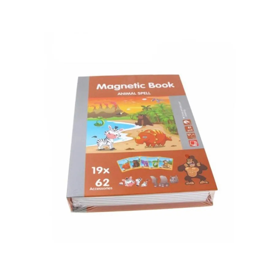 Magnetyczna układanka z zaklęciami „Dzikie zwierzęta”, 62 elementy i 19 kart, wielokolorowa