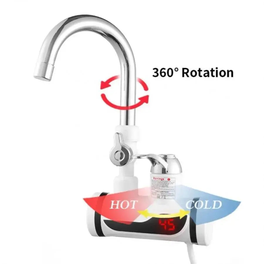 Natychmiastowy elektryczny kran z gorącą wodą, wyświetlacz LCD, biały, LZ010LY