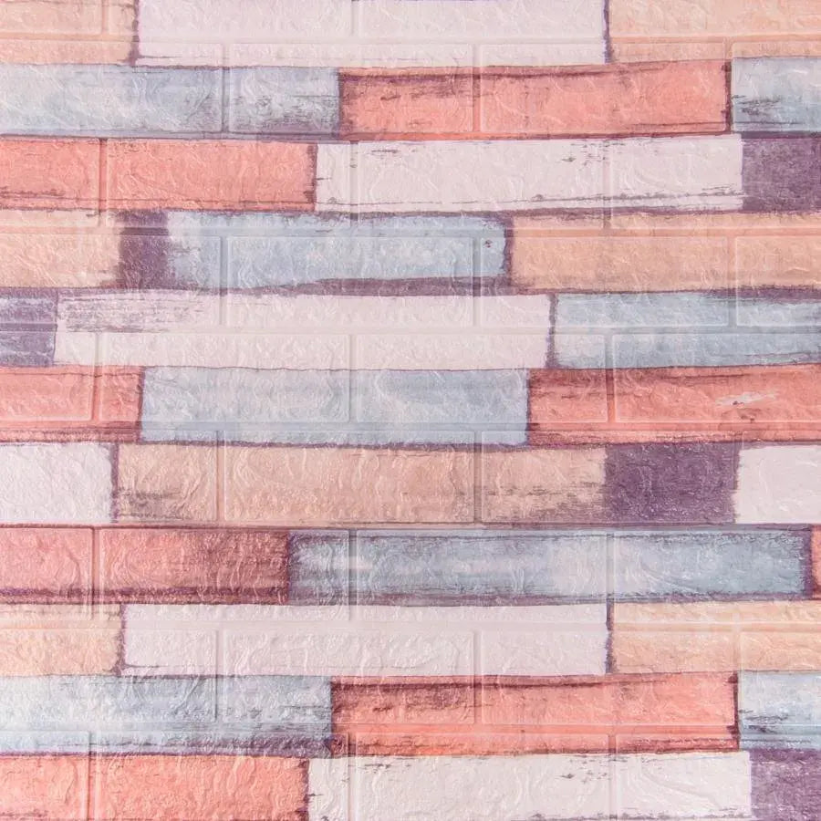 Zestaw 10x 3D samoprzylepnej tapety Wielokolorowe cegły z miękkiej pianki, 77cm x 70cm x 6mm