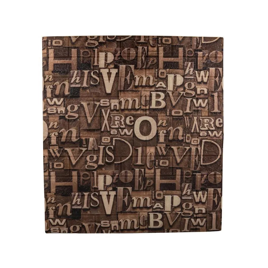 Zestaw 10 samoprzylepnych tapet 3D z miękkiej pianki w kolorze brązowym, 80 cm x 70 cm x 6 mm, wzór jasnobrązowych liter