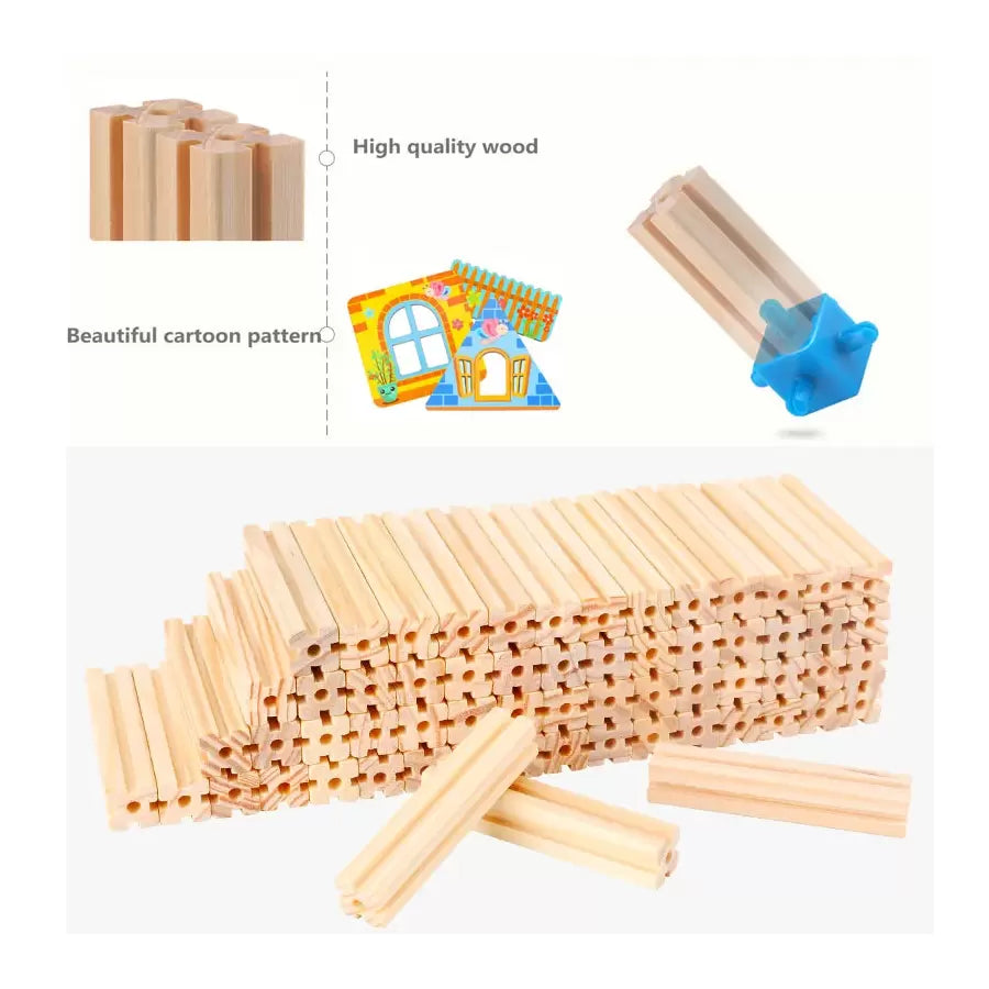 Beilalua Mały Architekt Drewniany Zestaw Kostek Budowlanych 268 Elementów