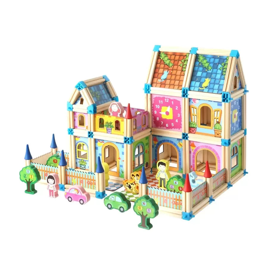 Beilalua Mały Architekt Drewniany Zestaw Kostek Budowlanych 268 Elementów