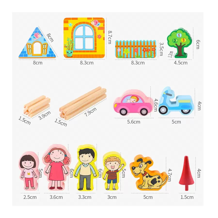 Beilalua Mały Architekt Drewniany Zestaw Kostek Budowlanych 268 Elementów