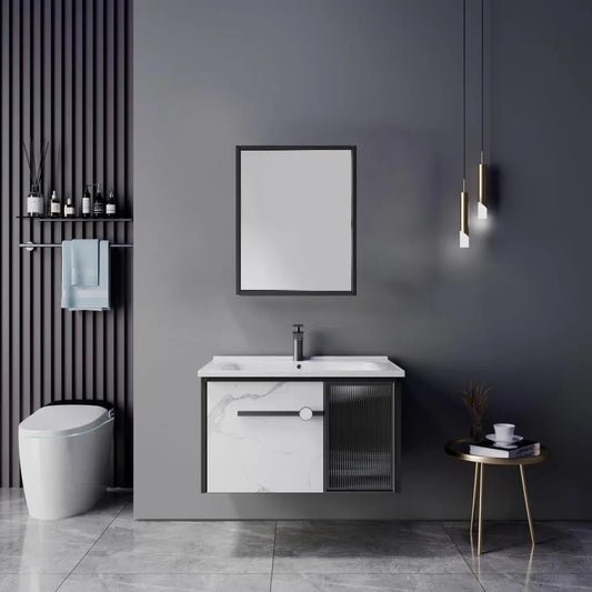 Zestaw mebli łazienkowych 60x47cm 3 sztuki czarny biały