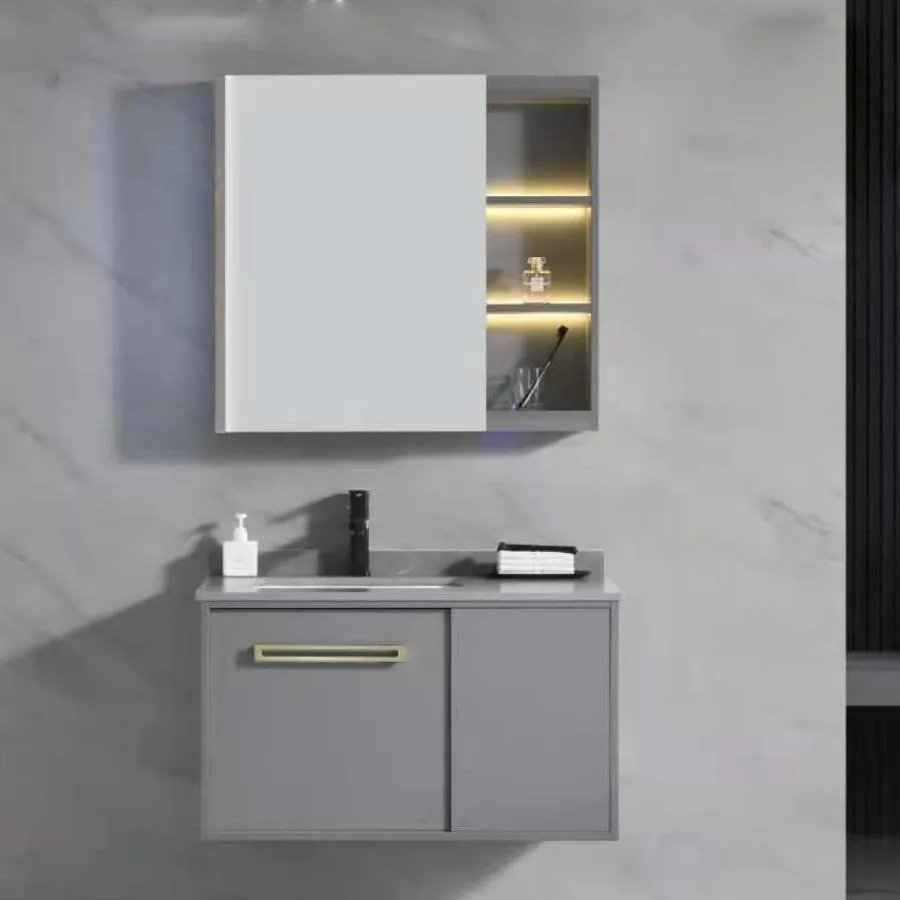 Zestaw mebli łazienkowych 80x47cm 3 sztuki szary