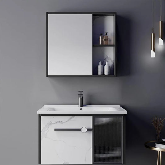 Zestaw mebli łazienkowych 80x47cm 3 sztuki czarny biały