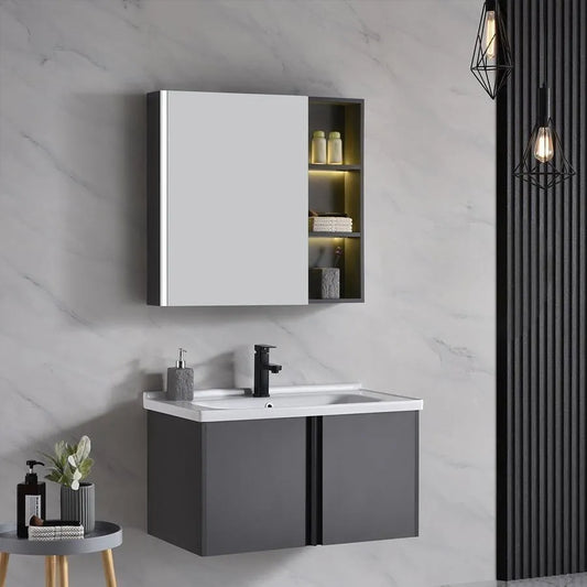 Zestaw mebli łazienkowych 81x48cm 3 sztuki szary