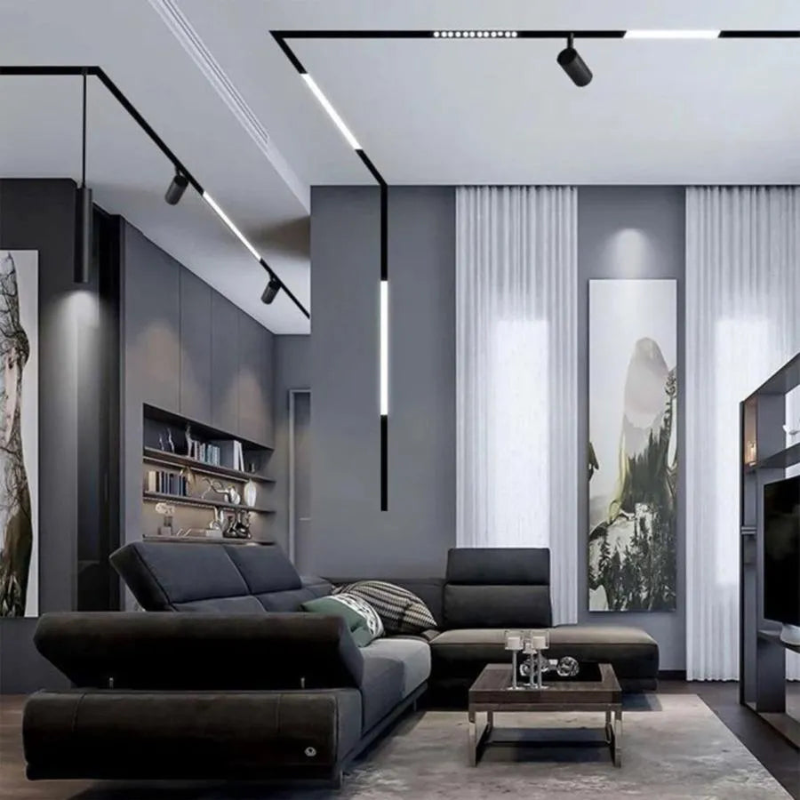 Magnetyczna szyna wpuszczana do projektorów, 2m, czarna