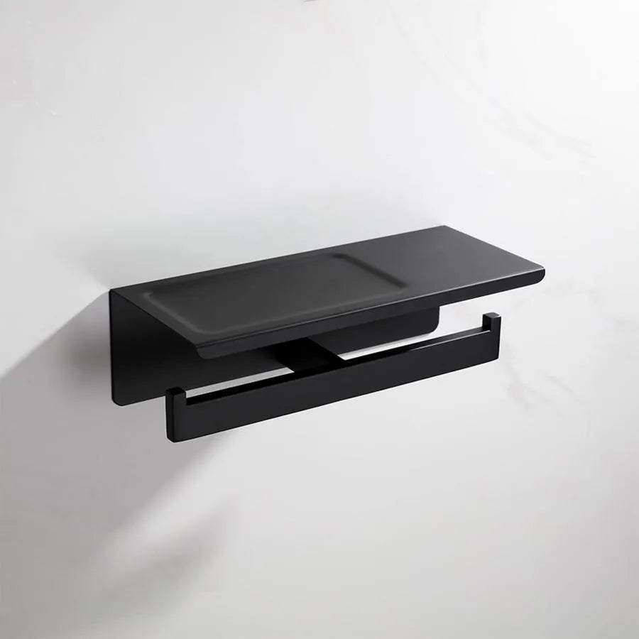 Podwójny uchwyt na papier toaletowy z uchwytem na telefon/perfumy czarny GJ603