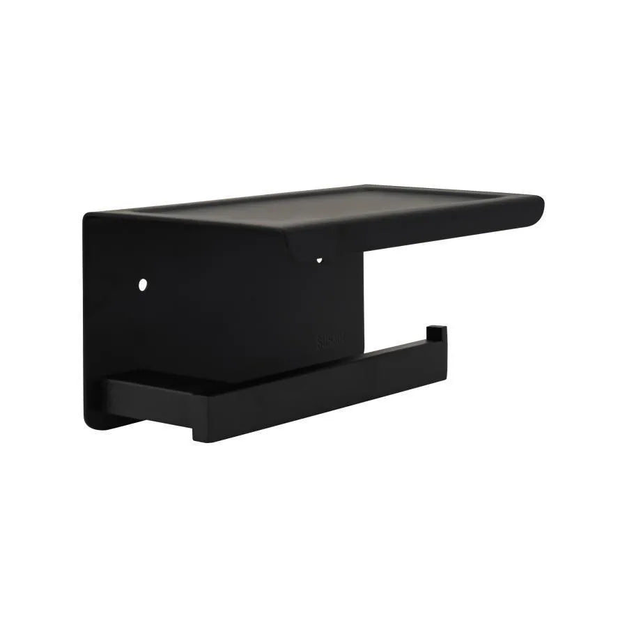 Uchwyt na papier toaletowy z uchwytem na telefon/perfumy czarny GJ610