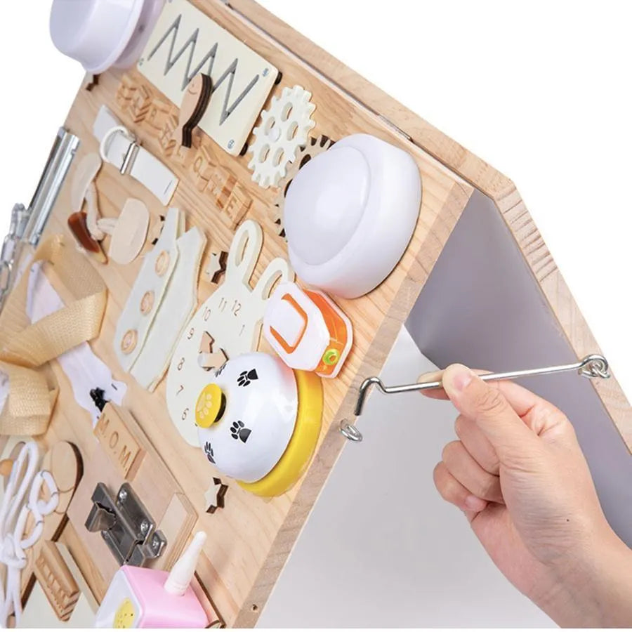 Montessori Wielofunkcyjna Edukacyjna Tablica Magnetyczna z Zamkami, 8 Markerów, Drewno i Plastik