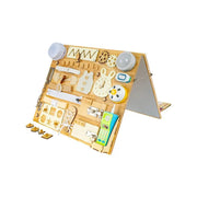 Montessori Wielofunkcyjna Edukacyjna Tablica Magnetyczna z Zamkami, 8 Markerów, Drewno i Plastik