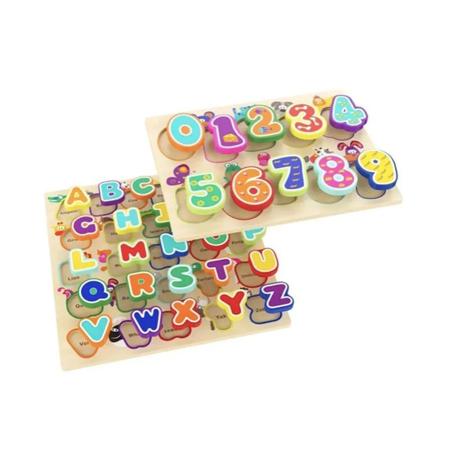 Wielokolorowa plansza ze zwierzętami i liczbami, 11 elementów, drewno