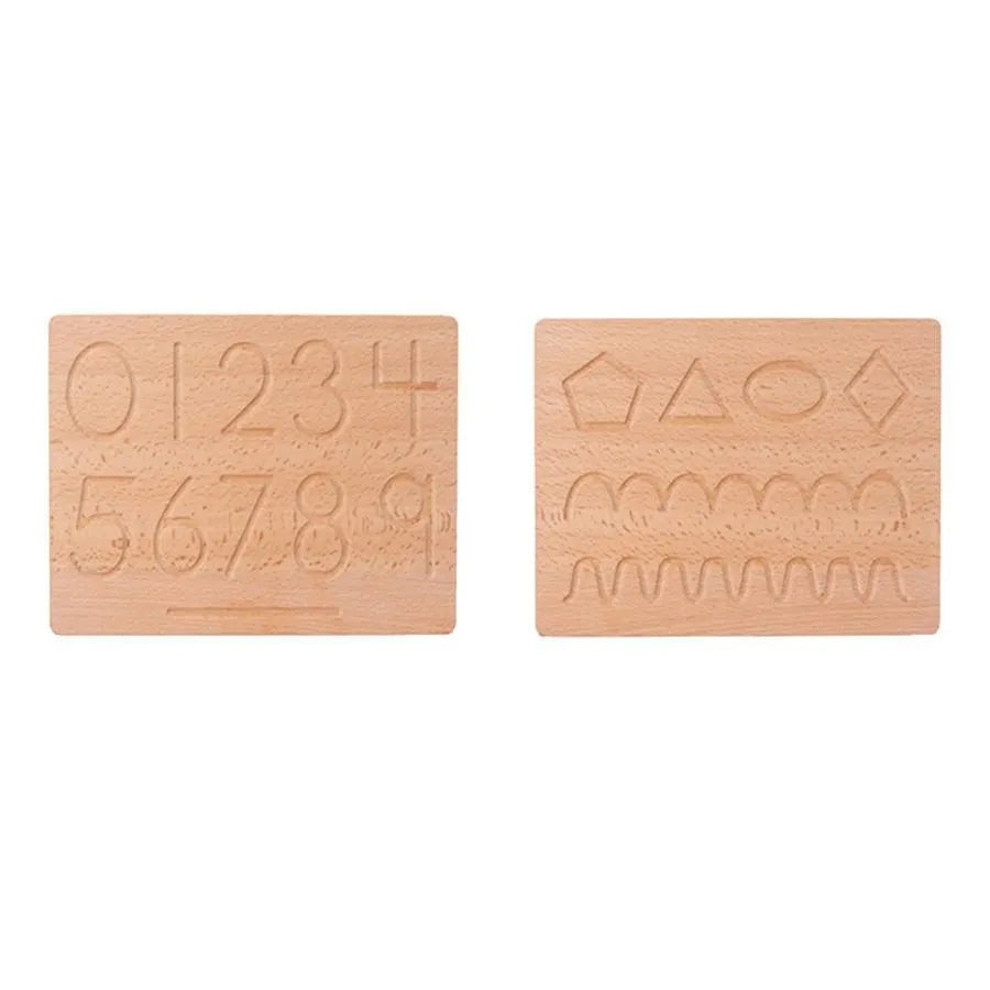 Podwójna tablica edukacyjna z liczbami i figurami geometrycznymi, 2 sztuki, drewno