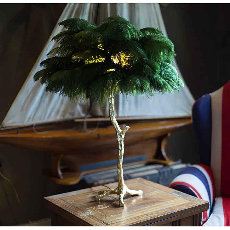 Lampa piórkowa Karlita 1XE27 ciemnozielona