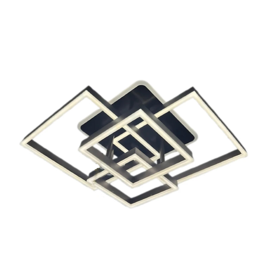 Żyrandol LED z pilotem EMMA 190 W, 4 kwadraty, światło zimne/ciepłe/neutralne, ściemnialny, czarny