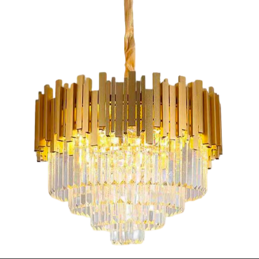 Żyrandol kryształowy BLOIS Eleganza, średnica 49 cm, 8 x E14, błyszczące złoto, regulowana wysokość