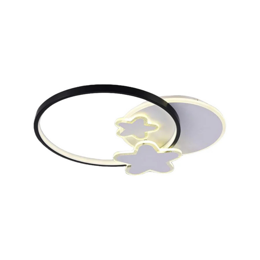 Żyrandol LED SANDRINA 106W z pilotem, gwiazda, światło zimne/ciepłe/neutralne, ściemnialny, czarno-biały