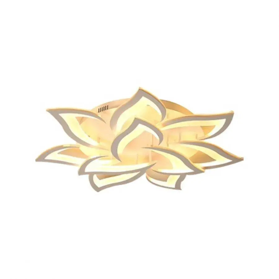 Żyrandol LED z pilotem LOTUS 92W, 9 płatków, światło zimne/ciepłe/neutralne, możliwość przyciemniania, biały