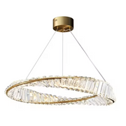 Żyrandol LED z pilotem i kryształem LUIGI, 35 W, światło zimne/ciepłe/neutralne, ściemnialny, złoty