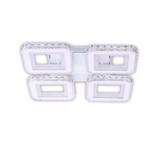 Żyrandol LED z pilotem i kryształem LEILA RGB 79 W, 4 kwadraty, zimne/ciepłe/neutralne światło, ściemnialny, błyszczący chrom biały