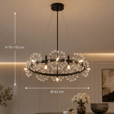 Żyrandol kryształowy PETERHOF Magno, średnica 62 cm, 20X G4, czarny, regulowana wysokość