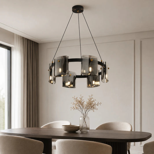 Candelabru Modern, Valmontreux Largo, 6xG9, Diametru 60cm, Negru, Inaltime Reglabila - 01_CM360-600BK.png