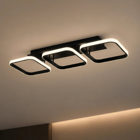Żyrandol LED VERTEX 34W, 3 Kwadraty, Liniowy, Światło Zimne/Ciepłe/Neutralne, Czarny