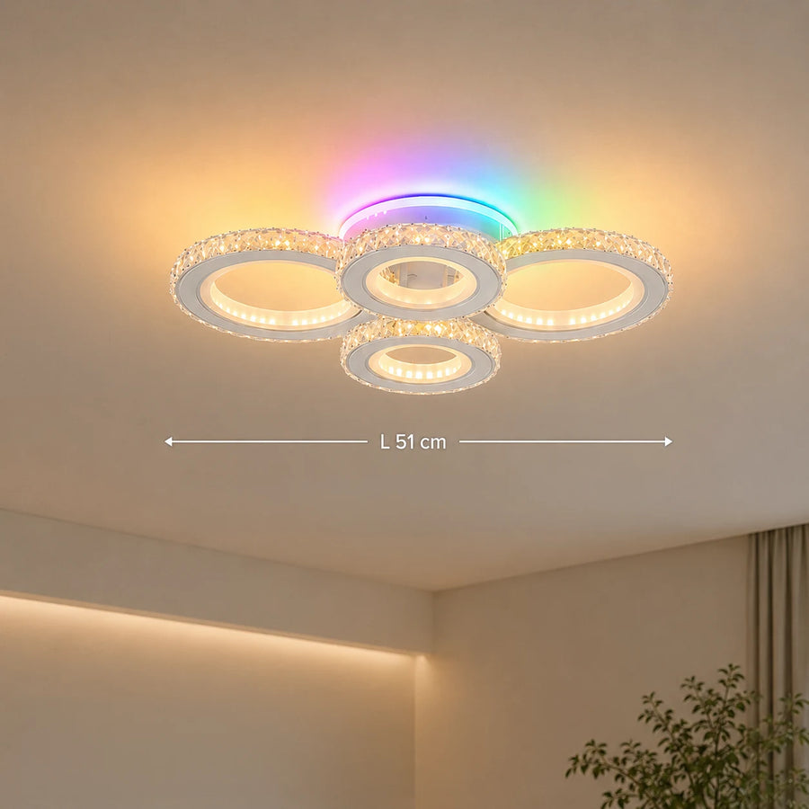 Żyrandol LED z pilotem i kryształem NOVA ROTONDA RGB 82W, 4 koła, światło zimne/ciepłe/neutralne, możliwość przyciemniania, biały - 01_LT073-4WH.png