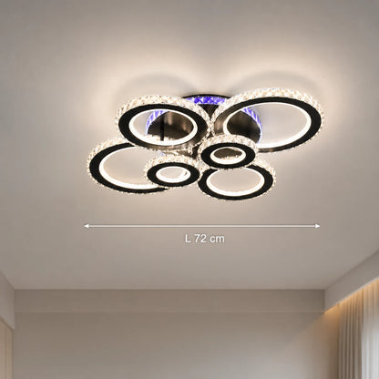 Żyrandol LED z pilotem i kryształem NOVA ROTONDA RGB 145W, 6 kółek, światło zimne/ciepłe/neutralne, możliwość przyciemniania, czarny - 01_LT073-6BK.png