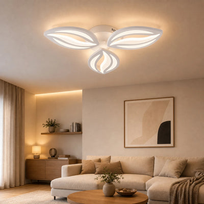 Żyrandol LED z pilotem ORCHID 40W, 3 płatki, światło zimne/ciepłe/neutralne, możliwość przyciemniania, biały