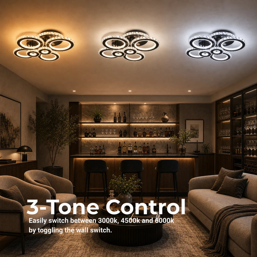 Żyrandol LED z pilotem i kryształem NOVA ROTONDA RGB 145W, 6 kółek, światło zimne/ciepłe/neutralne, możliwość przyciemniania, czarny - 02_LT073-6BK.png