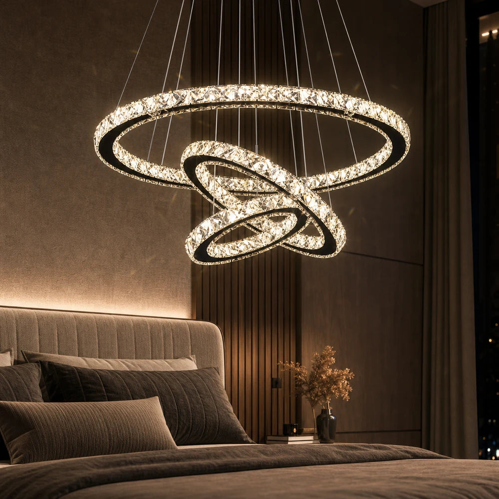 Zawieszany żyrandol LED z pilotem i kryształem PRISM LUMINIS 79W, 3 koła, światło zimne/ciepłe/neutralne, możliwość przyciemniania, chrom, regulowana wysokość - 03_LT029.png