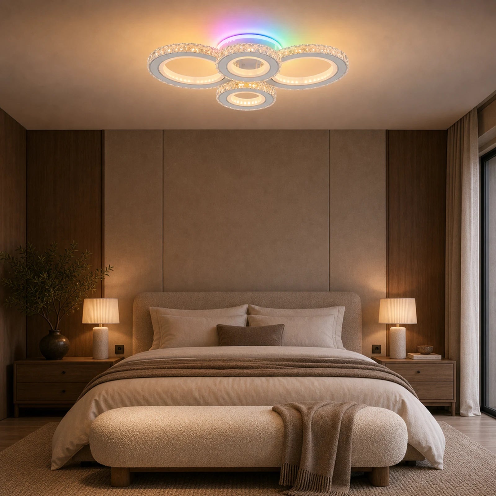 Żyrandol LED z pilotem i kryształem NOVA ROTONDA RGB 82W, 4 koła, światło zimne/ciepłe/neutralne, możliwość przyciemniania, biały - 06_LT073-4WH.png
