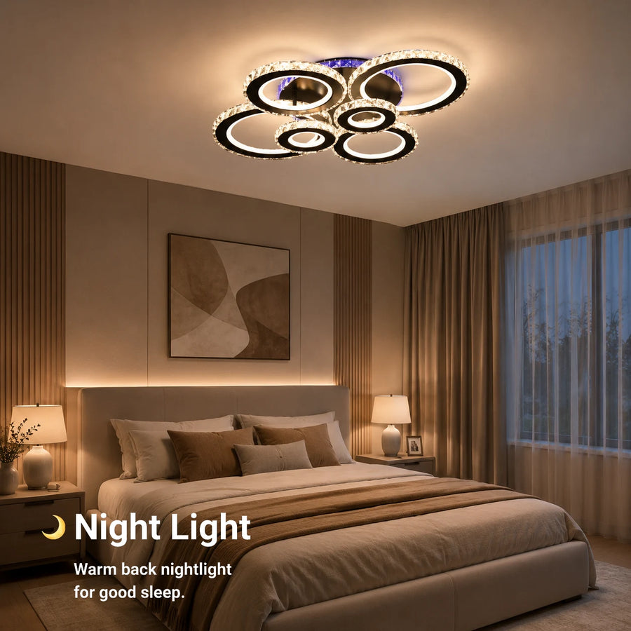 Żyrandol LED z pilotem i kryształem NOVA ROTONDA RGB 145W, 6 kółek, światło zimne/ciepłe/neutralne, możliwość przyciemniania, czarny - 07_LT073-6BK.png