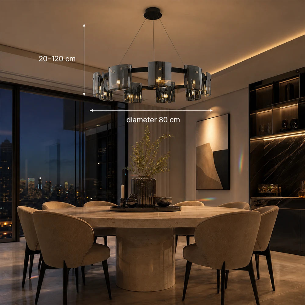 Candelabru Modern, Valmontreux Largo, 8xG9, Diametru 80cm, Negru si Cristale Cenusii, Inaltime Reglabila, Metal si Cristal - 08_CM360-800BK.png