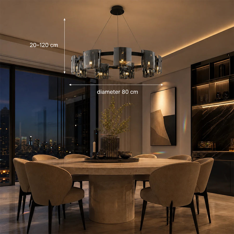 Candelabru Modern, Valmontreux Largo, 8xG9, Diametru 80cm, Negru si Cristale Cenusii, Inaltime Reglabila, Metal si Cristal - 08_CM360-800BK.png