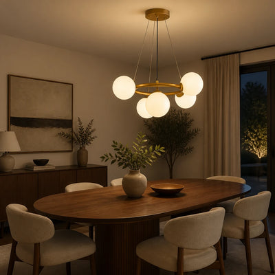 Żyrandol komorowy LOFT, 5x G9, białe złoto, metal, regulowana wysokość, nowoczesny