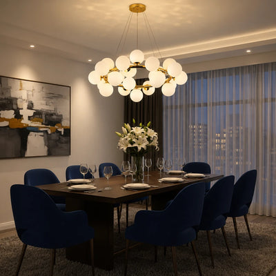 Żyrandol komorowy LOFT, 25x G9, białe złoto, metal, regulowana wysokość, nowoczesny