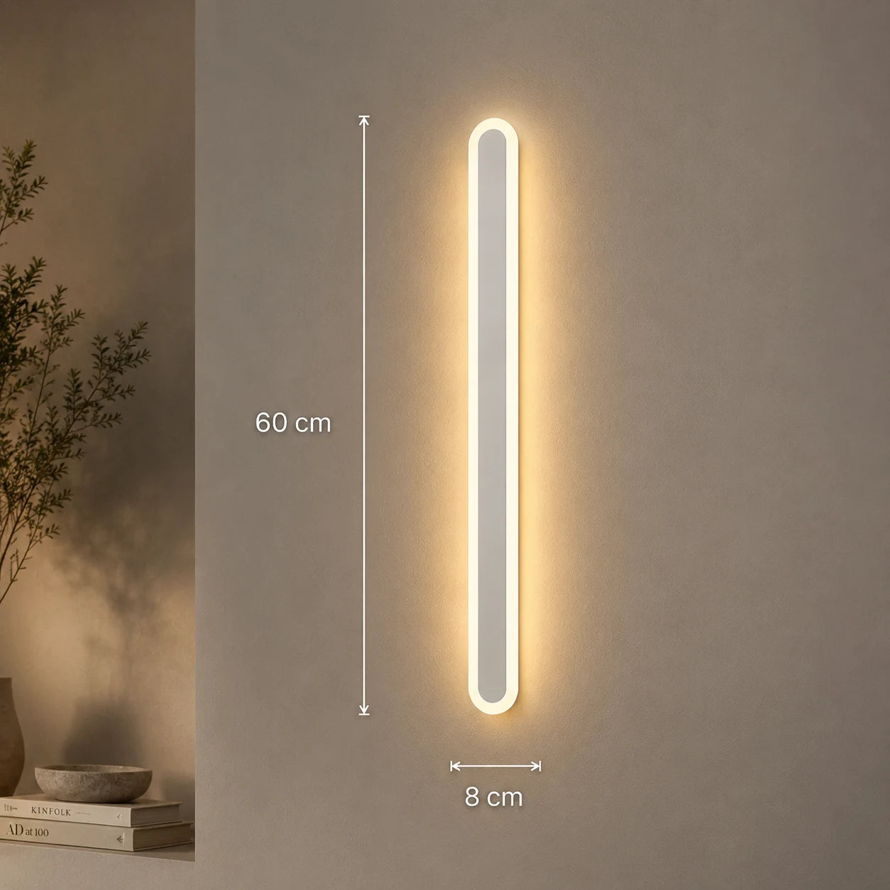 SUHA Zewnętrzny kinkiet LED, długość 60 cm, 8 W, IP65, metal, liniowy, biały - 09_AX201-600WH.png