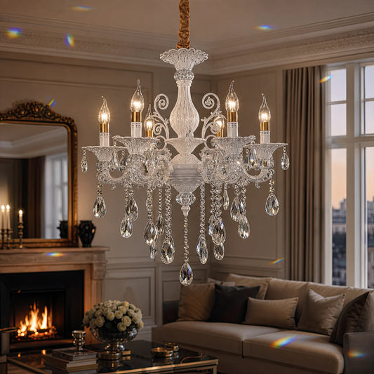 Candelabru SANSSOUCI 6xE14 Cristal si Metal – Design Clasic, Alb Argintiu - 09_CC220-6WH.png